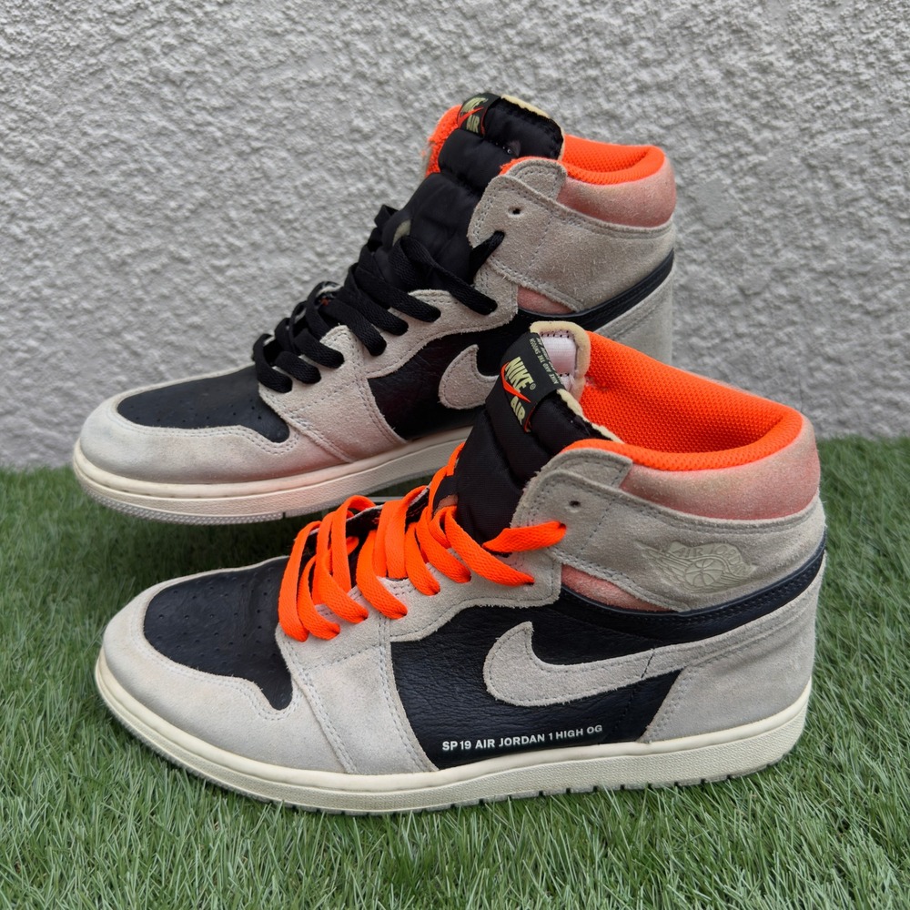 Nike Jordan 1 Mens Size 10.5 Retro High OG Neutral Grey Hyper Crimson 555088-018